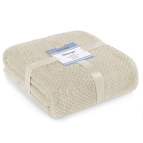 Coperta SHLEEPY colore beige con motivo jacquard stile classico 220x240