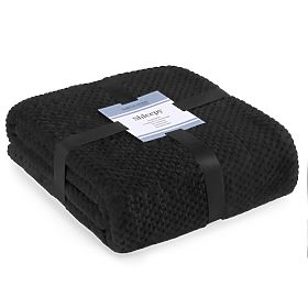 Coperta SHLEEPY nera con motivo jacquard stile classico 130x180