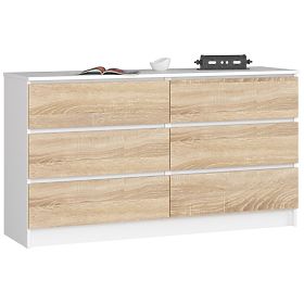 CREDENZA K 140 cm 6 CASSETTI PK BIANCO / SONOMA