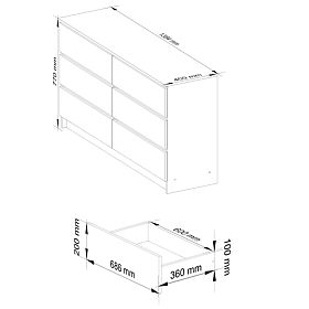 CREDENZA K 140 cm 6 CASSETTI PK BIANCO / SONOMA