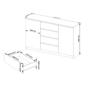 CREDENZA K160 2D 4SZ CLP PK BIANCO / GRIGIO