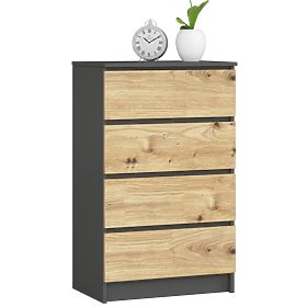 CREDENZA K60 4CASSETTI CLP PK GRAFITE GRIGIO / ROVERE ARTISAN
