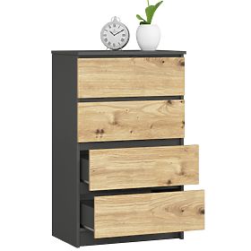 CREDENZA K60 4CASSETTI CLP PK GRAFITE GRIGIO / ROVERE ARTISAN