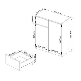 CREDENZA K80 2D 1SZ CLP PK CAPPUCCINO LUCIDO