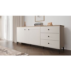 Credenza POINT 2D3S Cashmere Beige Rovere Castello Mobile 3 Cassetti 2 Ante Soggiorno