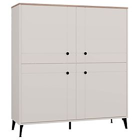 Credenza POINT 4D Cashmere Beige Rovere Castello Armadietto 4 Ante 8 Ripiani per Soggiorno