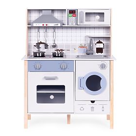 Cucina in legno per bambini suoni LED forno lavatrice accessori da cucina ECOTOYS, EcoToys