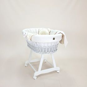 Culla bianca in vimini Teddy per neonati - set in colore ecru