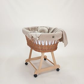 Culla in vimini Teddy per neonati - colore naturale con accessori beige