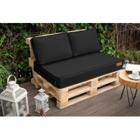 Set di cuscini per mobili pallet - Nero, FLUMI