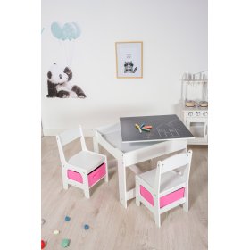 Tavolo per bambini Ourbaby con sedie con scatole rosa, SENDA