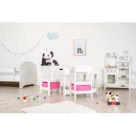 Tavolo per bambini Ourbaby con sedie con scatole rosa
