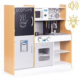 Cucina per bambini con suoni e lavagna a LED accessori in metallo MDF +3 anni ECOTOYS, EcoToys