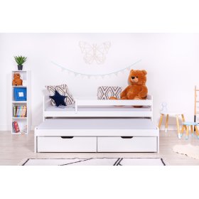 Letto per bambini Praktik con letto aggiuntivo e barriera - White, Ourbaby