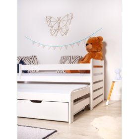 Letto per bambini con letto supplementare e barriera Praktik - Bianco