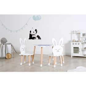 Tavolo per bambini con sedie - Coniglio - bianco, Ourbaby®
