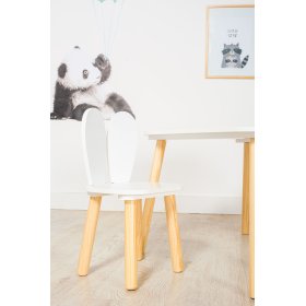 Ourbaby - Tavolino per bambini e sedie con orecchie di coniglio