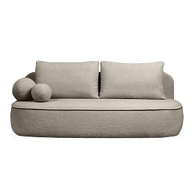 Divano con funzione letto e spazio di stoccaggio Bella marrone-grigio, bouclé