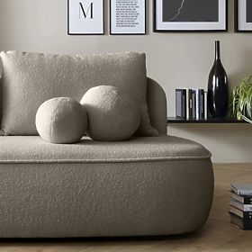 Divano con funzione letto e spazio di stoccaggio Bella marrone-grigio, bouclé