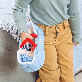 Doudou Jolijou Bambola in borsa da trasporto blu 20 cm