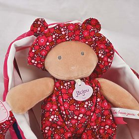Doudou Jolijou Bambola in borsa rosa 20 cm