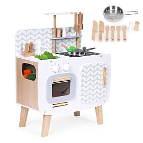 Cucina in legno per bambini retrò forno fornelli lavello accessori da cucina ECOTOYS, EcoToys