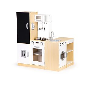 Cucina in legno per bambini con segmenti separati, pannello XXL + LED ECOTOYS