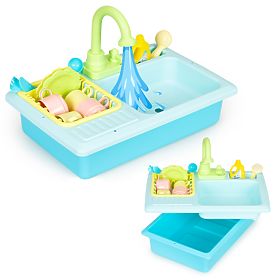 Lavello con rubinetto pieno d'acqua 12 accessori giocattolo per bambini, MULTISTORE