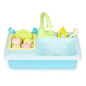 Lavello con rubinetto pieno d'acqua 12 accessori giocattolo per bambini, MULTISTORE