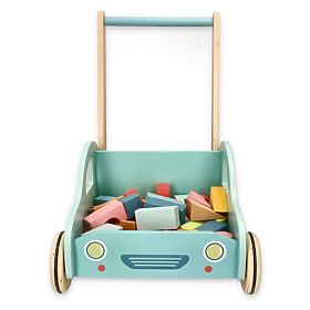 Girello in legno con blocchi a forma di auto