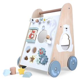 Girello in legno per bambini con elementi mobili ECOTOYS