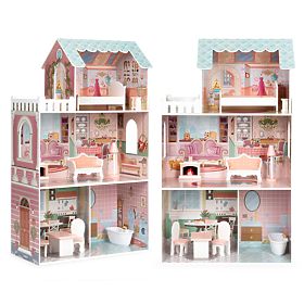 Grande casa delle bambole con set di mobili ECOTOYS