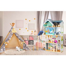 Grande casa delle bambole in legno 138 cm Residenza Maya 28 pezzi ECOTOYS