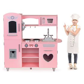 Grande cucina in legno per bambini con effetti sonori rosa ECOTOYS, EcoToys
