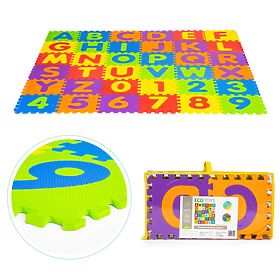 Grande tappetino in schiuma EVA per bambini lettere e numeri 178x178 cm 36 pezzi ECOTOYS