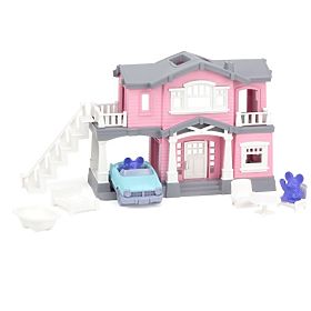 Green Toys Casa Rosa con 9 pezzi di accessori, Green Toys