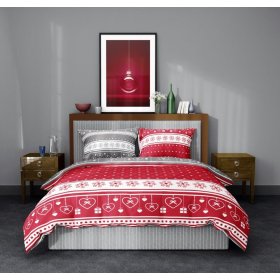 Biancheria da letto natalizia rosso-grigio 140x200 cm + 70x90 cm, Faro