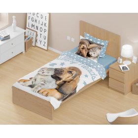 Biancheria da letto per bambini 140x200 cm + 70x90 cm Cucciolo e gattino, Faro