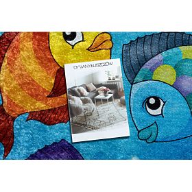 JUNIOR 51594.801 tappeto rotondo lavabile pesci, oceano per bambini antiscivolo - blu, F.H.Kabis