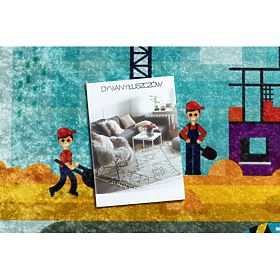 JUNIOR 52105.801 tappetino lavabile Cantiere, strade per bambini antiscivolo - blu, F.H.Kabis