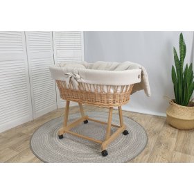 Letto in vimini con attrezzatura per un bambino - beige