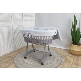 Lettino in vimini con attrezzatura per bebè - grigio, Ourbaby