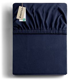 Lenzuolo AMBER colore blu navy stile classico materiale jersey 220-240x220 DecoKing