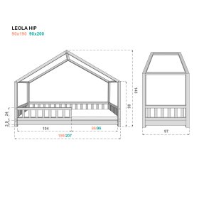 Letto casetta con barriera Leola Hip - naturale