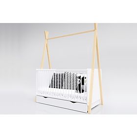 Lettino bimbo Teepee 140x70 cm (L) - bianco / naturale, Pietrus