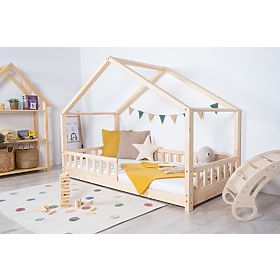 Letto a casetta con barriera di sicurezza Leola Hip - naturale