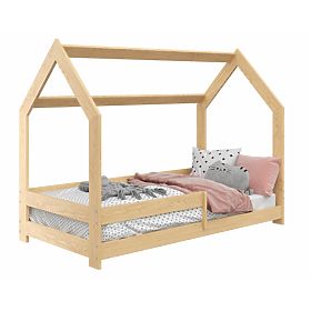 Letto casetta Laura con barriera 160 x 80 cm - naturale