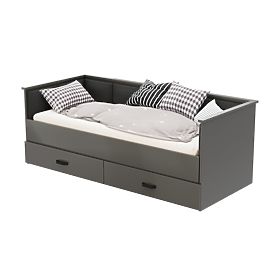 Letto estraibile HELIOS con pannelli imbottiti grafite 200x80/200x160