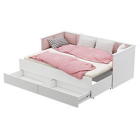 Letto estraibile HELIOS con pannelli imbottiti rosa 200x80/200x160