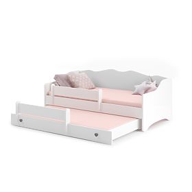 Letto matrimoniale EMMA con cassetto e barriera 160x80 maniglia grigia